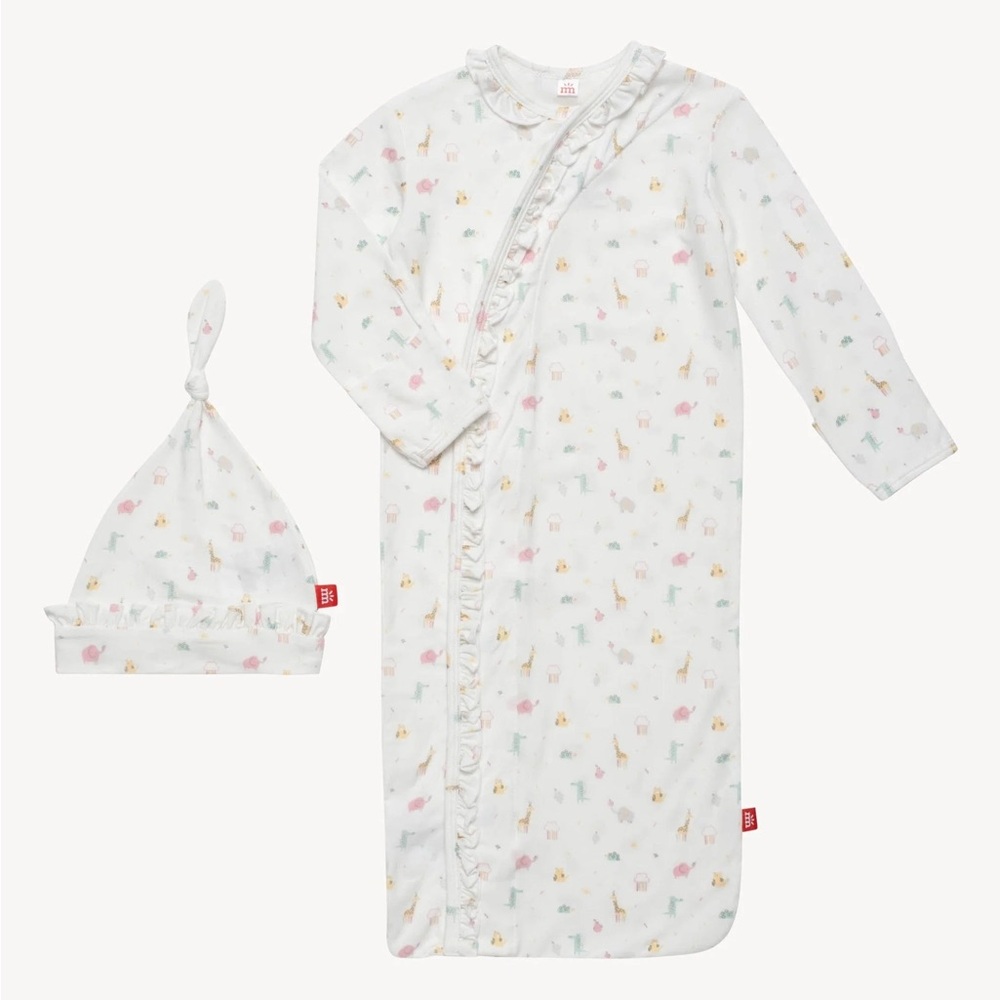Pink little bitty pretty one modal magnetic me cozy sleeper gown + hat set